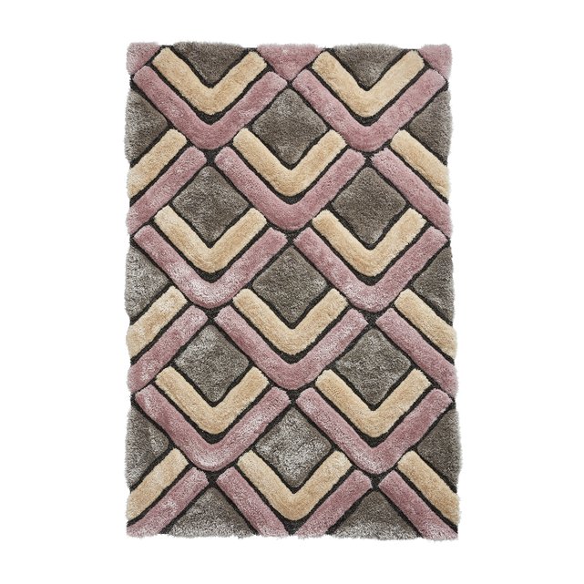 Beris Chevron Tile Rug Grey Pink Think Rugs La