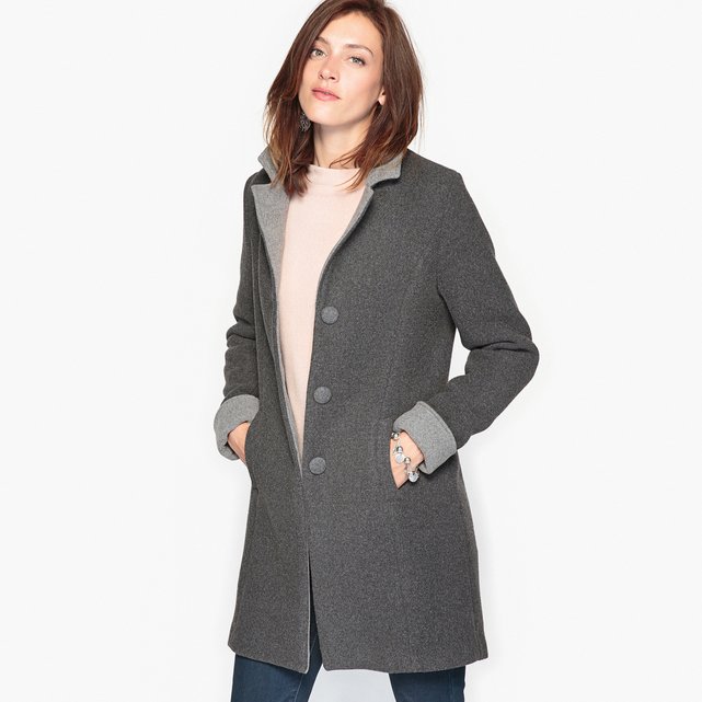 Straight double-sided coat, grey marl/grey, Anne Weyburn | La Redoute