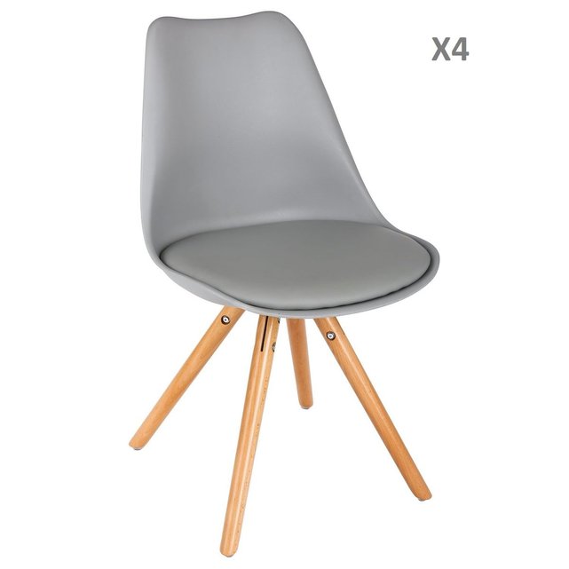Lot De 4 Chaise Scandinave Raku H 44 5 Cm Gris Atmosphera La Redoute