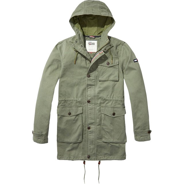 Parka long, à capuche vert kaki Hilfiger Denim | La Redoute