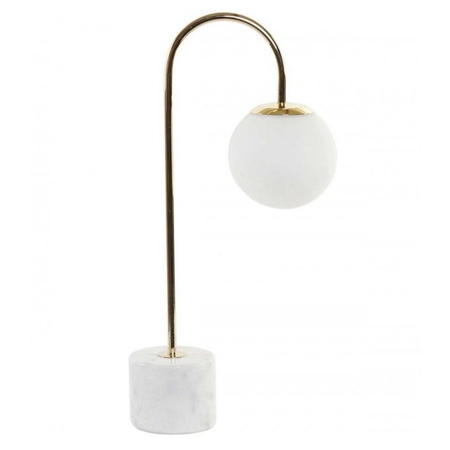 Lampe à Poser Base Marbre et Globe en Verre Blanc Lampe à Poser Base Marbre et Globe en Verre Blanc