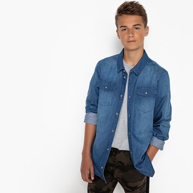 Chemise denim 10-16 ans La Redoute Collections stone | La ...