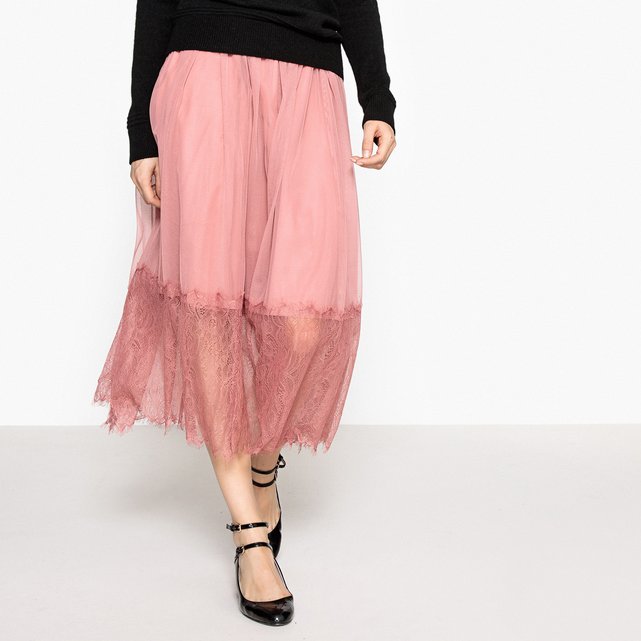 Image Lace Mesh Midi Skirt MADEMOISELLE R