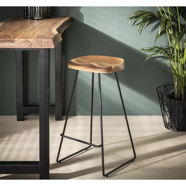 Tabouret De Bar En Bois Massif Acacia Métal Style Industriel Tribeca