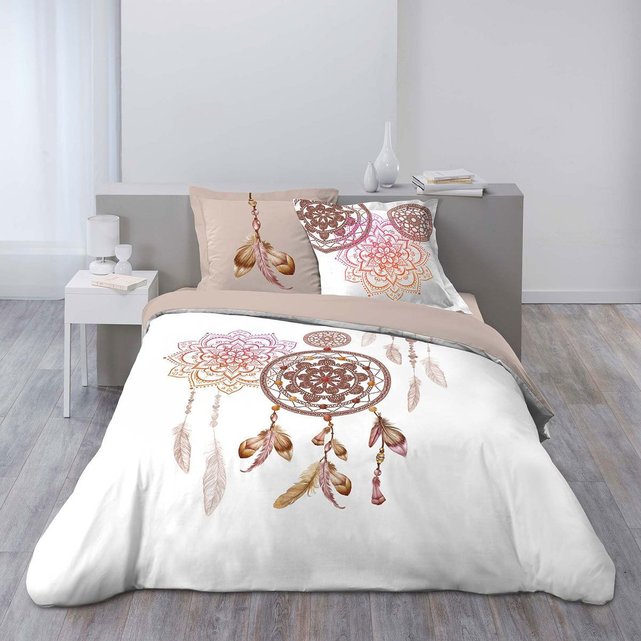 Parure housse de couette attrape-reves plumerias blanc ...