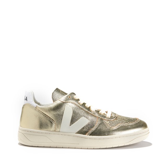 V 10 Metallic Leather Trainers Gold Coloured Veja La Redoute