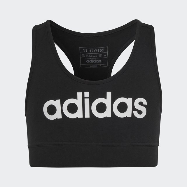 Logo print sports bra, black, Adidas Sportswear