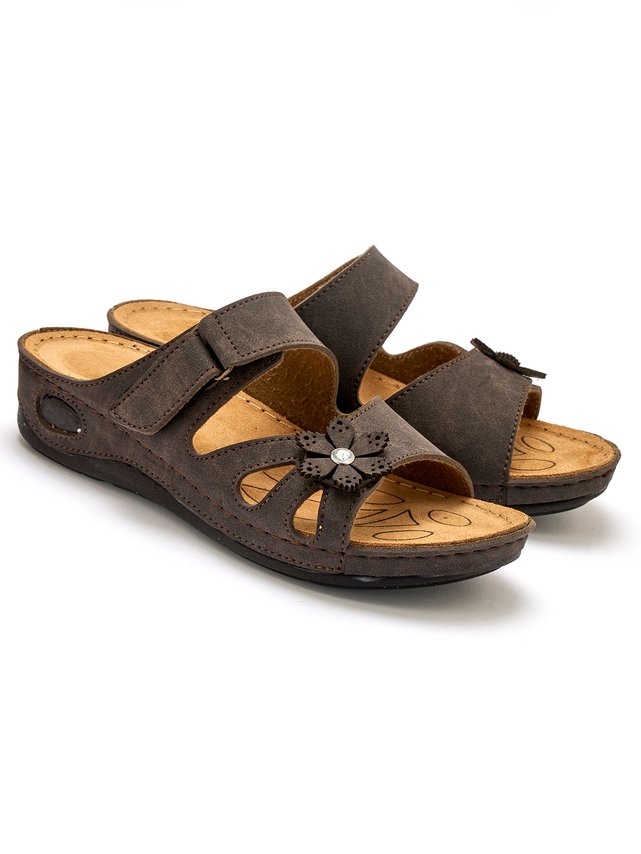 Pediconfort Mule Da Donna In Pelle Ultra Leggere Con Chiusura A Strappo – Extra Large, Comode