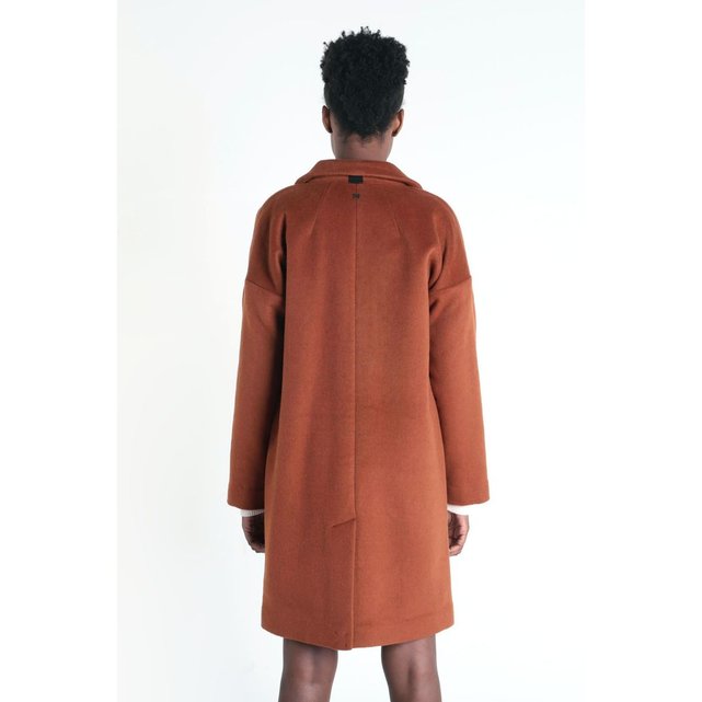 Manteau droit col à revers orange foncé Bonobo | La Redoute Manteau droit col à revers orange foncé Bonobo | La Redoute