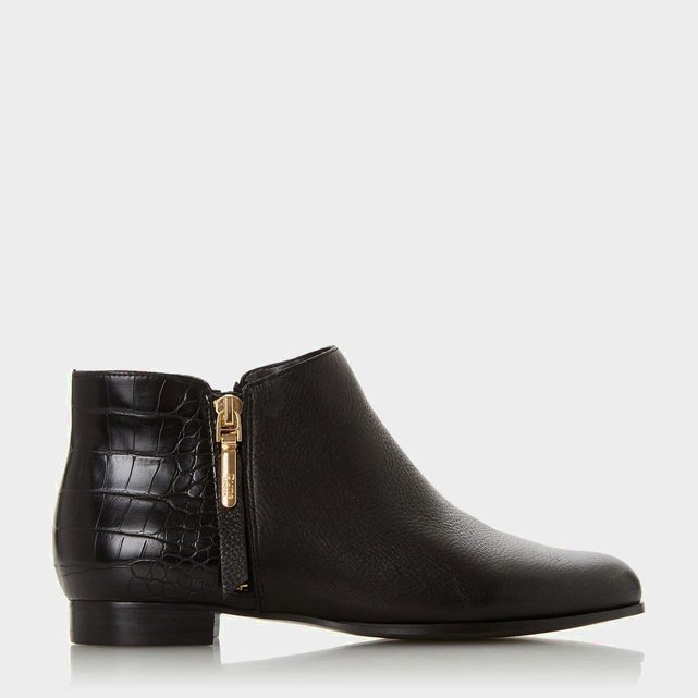 Bottines à zip latéral - pandan noir cuir Dune London | La Redoute