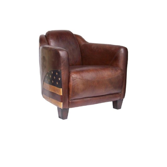 Fauteuil vintage L'Américain Cuir Véritable Fauteuil vintage L'Américain Cuir Véritable