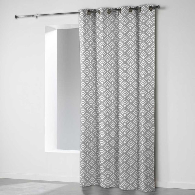 Rideau imprimé en microfibre bicolore gris/blanc Douceur D ...