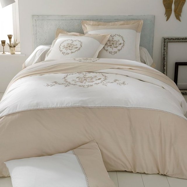 Housse de couette cupid v000526 : percale coton beige ...