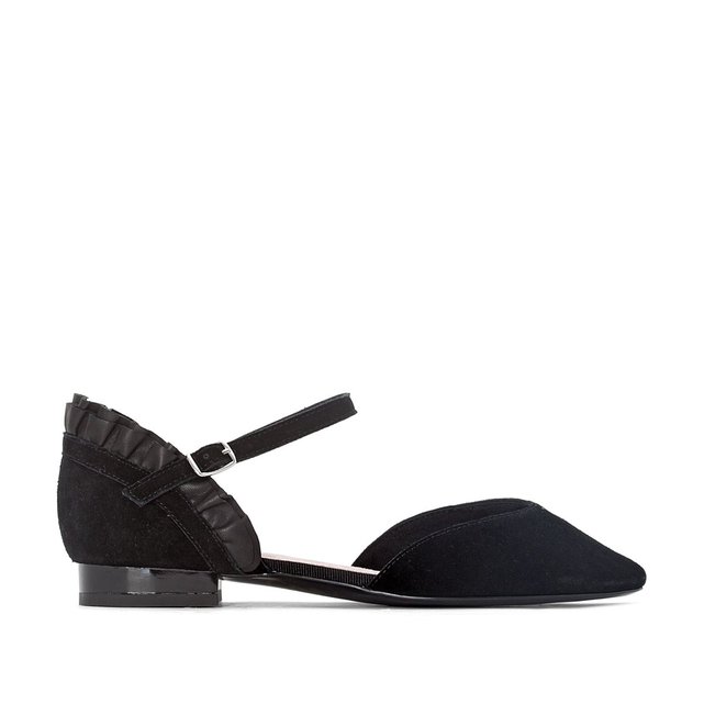 Ballerines cuir semi-ouvertes détail volants noir Mademoiselle R La Redoute Ballerines cuir semi-ouvertes détail volants noir Mademoiselle R La Redoute