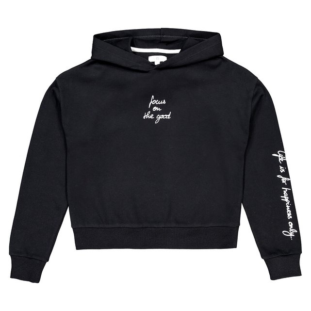 cropped slogan hoodie