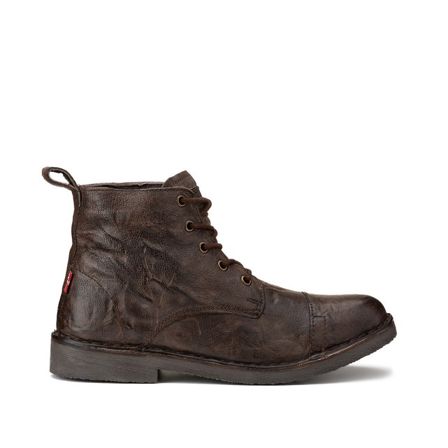 Track leather ankle boots , dark brown 