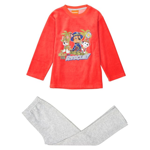 Pyjama velours 2-8 ans orange/gris chiné Pat Patrouille ...