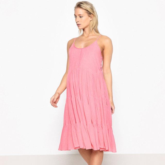 Pleated maternity dress with shoestring straps , pink, La Redoute ...