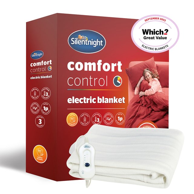 Double comfort control electric blanket, white, Silentnight