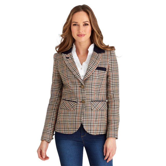 Veste blazer à carreaux ajustée style équitation pour ...