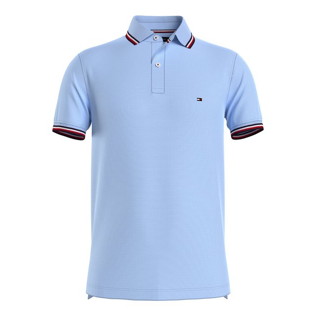 Tipped cotton pique polo shirt in slim 