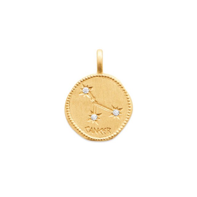 CHAINE Pendentif Zodiaque 2 CANCER Plaqué OR NEUF