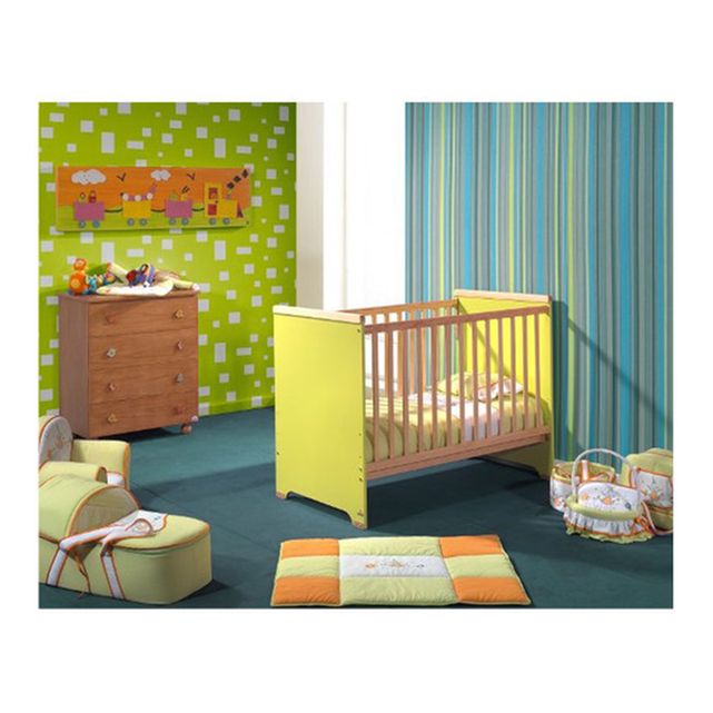 Pack Lit Bebe A Barriere Coulissante Avec Matelas Cora Bois Et