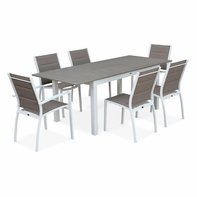 salon de jardin table extensible chicago 210 taupe table en aluminium 150210cm - Salon De Jardin Table salon de jardin table extensible chicago 210 taupe table en aluminium 150210cm - Salon De Jardin Table