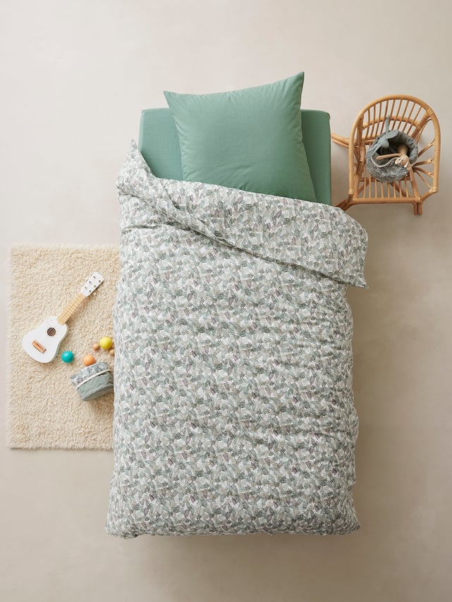 Parure De Lit Enfant Motif Engins De Chantier - Housse De Couette + Taie 100% Coton (dont 20% Recyclé) - Tailles 140x150 Cm Ou 200x200 Cm