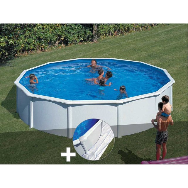 Kit Piscine Acier Blanc Gré Fidji Ronde 570 X 122 M Tapis De Sol