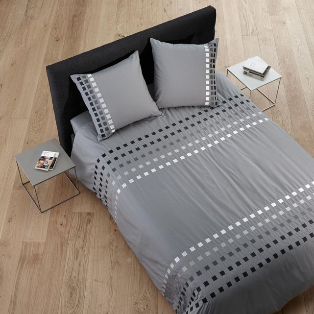 Parure de lit square gris moyen Madura | La Redoute