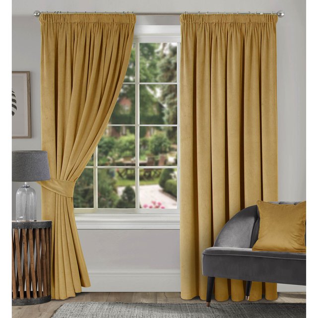 Montreal velvet lined door curtain panel - gold , gold-coloured, Home ...