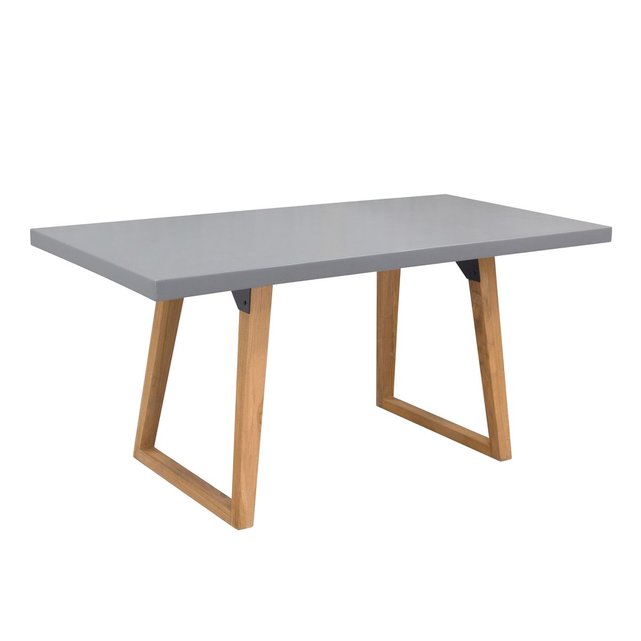 Table Rectangulaire Betina 160 Cm En Beton Gris Et Bois Rendez Vous Deco La Redoute