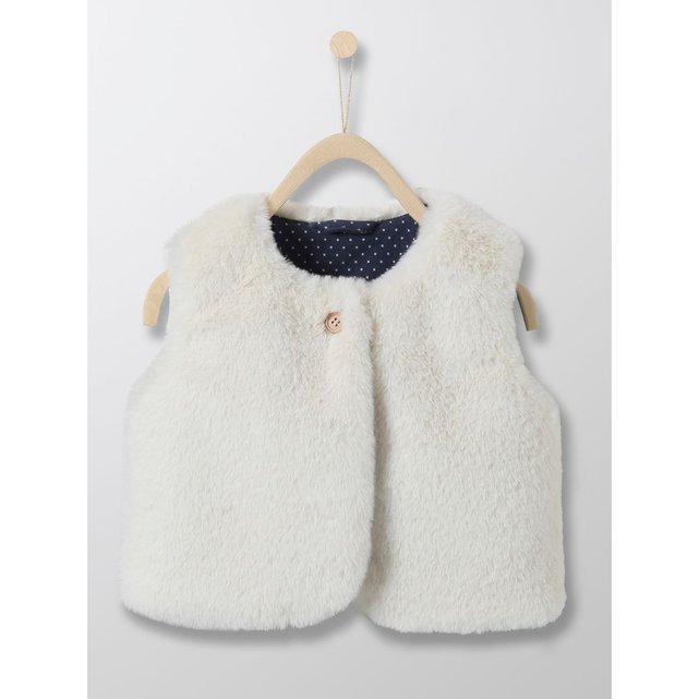 Gilet sans manches en fausse fourrure ecru Cyrillus | La ...