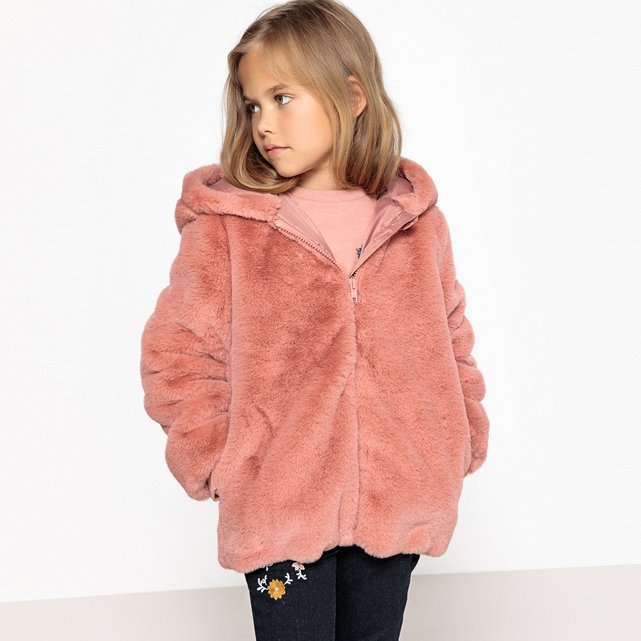 Manteau doux à capuche 3-12 ans rose La Redoute ...