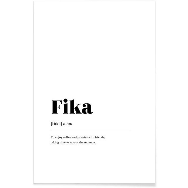 Poster Fika Typographie Symboles En Blanc Noir Juniqe La Redoute