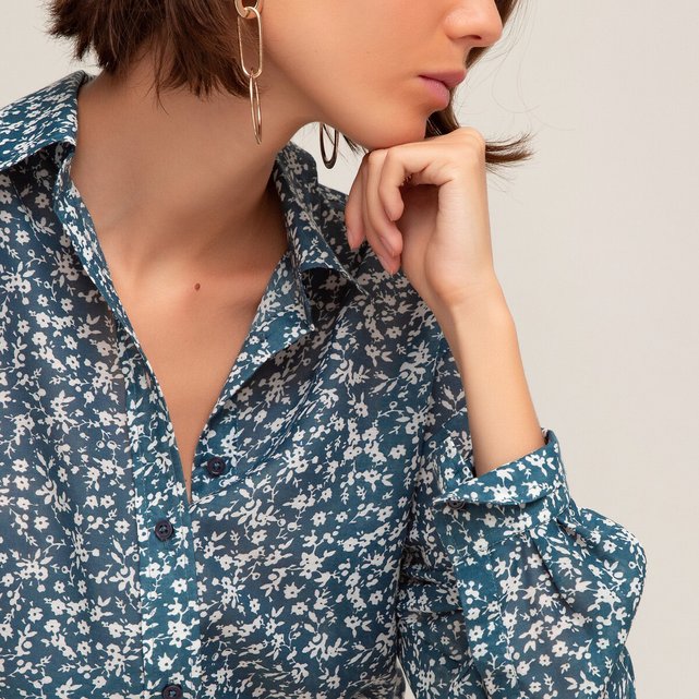 Camisa estampada às flores com mangas compridas  LA REDOUTE COLLECTIONS image 0