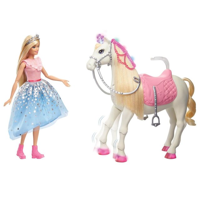 Poupée barbie princess adventure : barbie princesse et son cheval