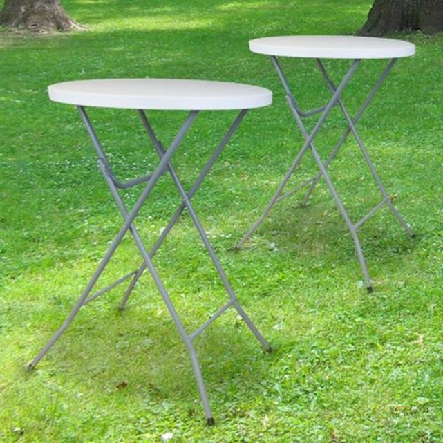 Lot De 2 Tables Hautes Mange Debout Pliante 110x80 Cm Blanc