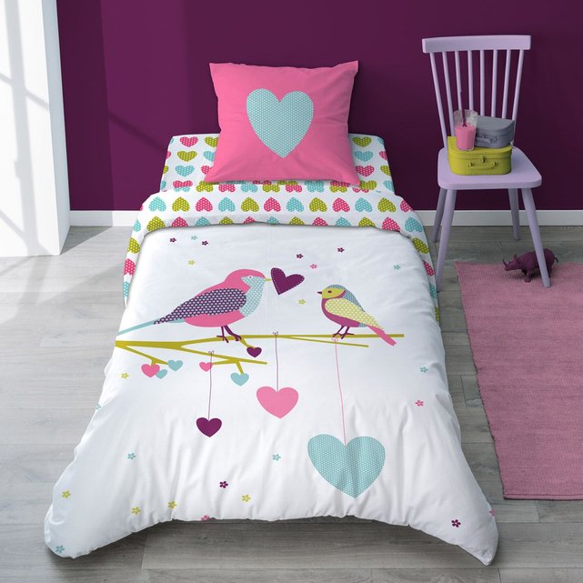 Housse de couette fille oiseau printemps rose Selene Et ...