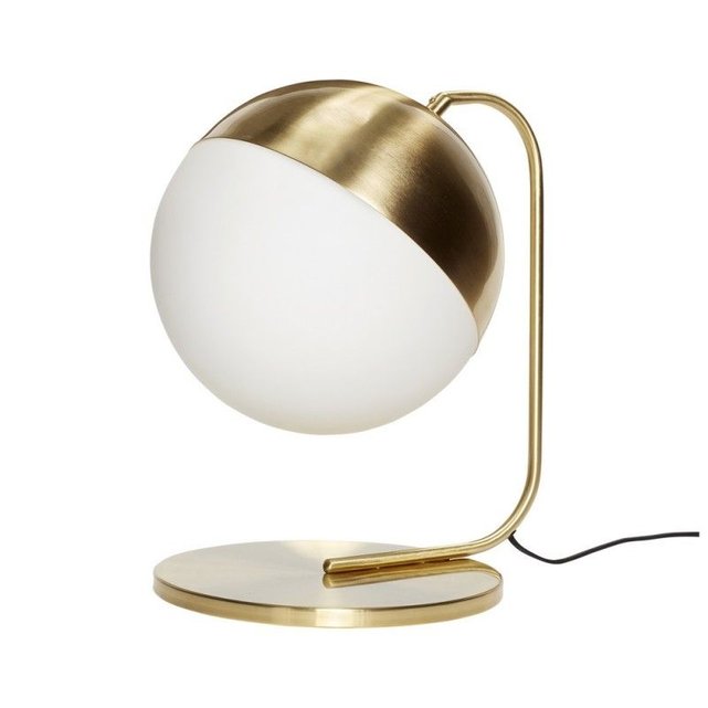 lampe à poser boule verre opalin métal laiton hubsch | la redoute