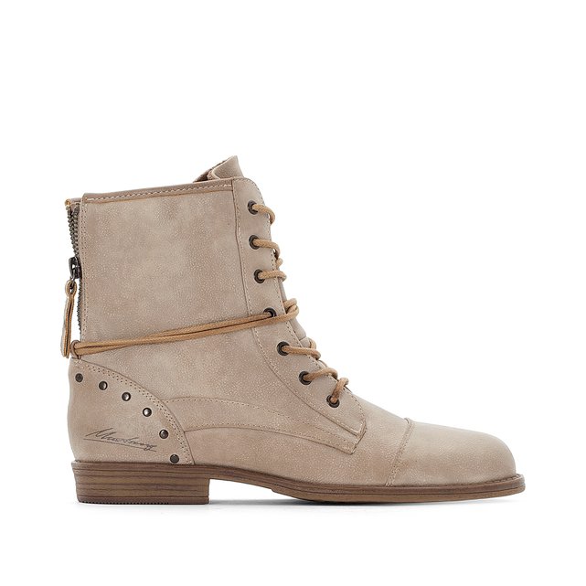 Lace-up ankle boots , ivory, Mustang Shoes | La Redoute
