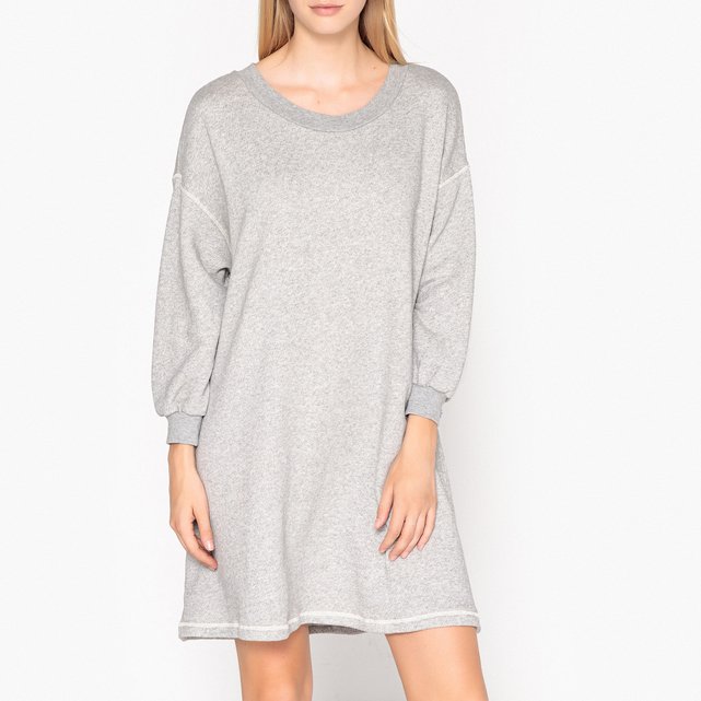 halflange trui-jurk met lange mouwen lokobridge mêleegrijs american