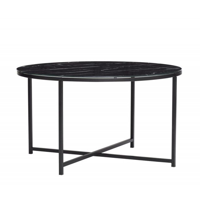 Table Basse Ronde Verre Effet Marbre Metal Noir Hubsch La Redoute