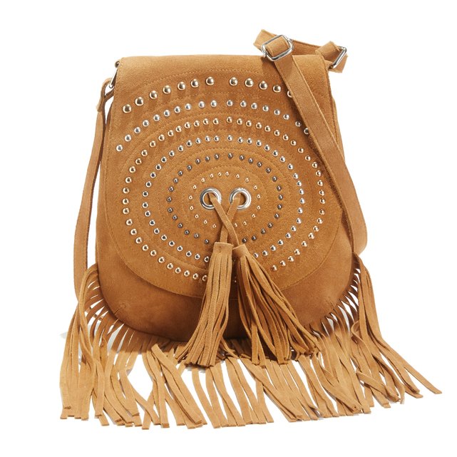 Suede Fringed Crossbody Bag