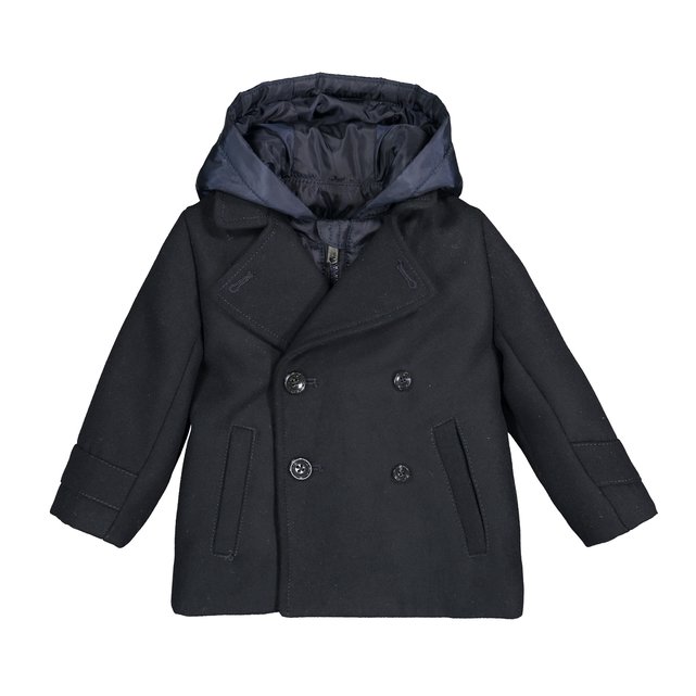 navy blue peacoat with hood