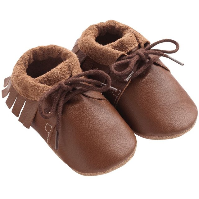 Tichoups Chaussons cuir souple /à franges fourr/és Rose m/étallique 16//17