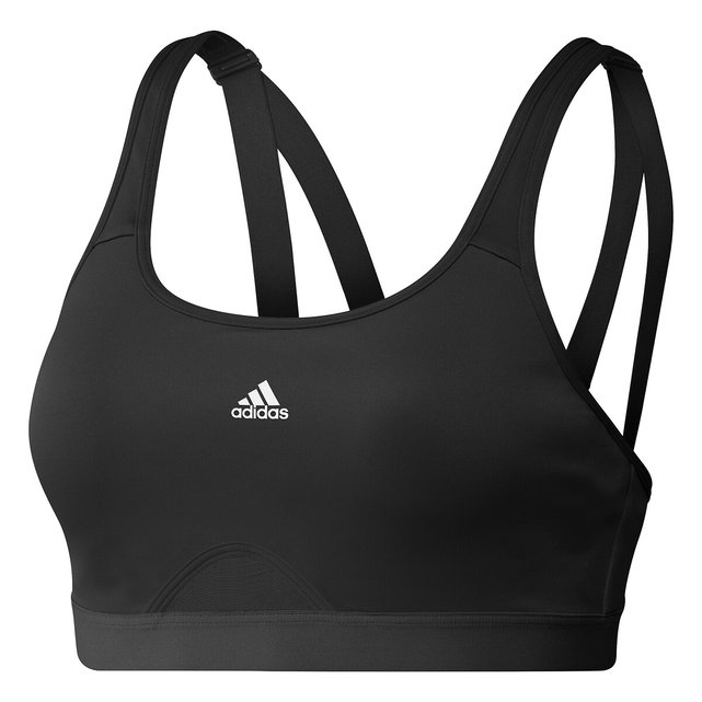 Logo print sports bra, black, Adidas Performance