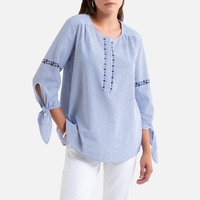 Gestreifte Bluse Mit 3 4 Armeln Blau Weiss Gestreift Anne Weyburn La Redoute