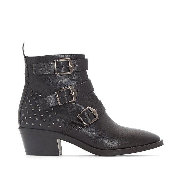Boots cuir à boucles fresno noir Mjus La Redoute Boots cuir à boucles fresno noir Mjus La Redoute